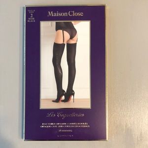 NIB Maison Close Cut and Curled Thigh High Stockings Black 70 Denier